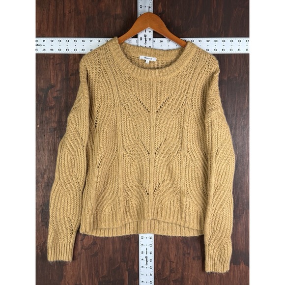 Madewell Sweaters - Madewell Charley Alpaca Blend Sweater Pointelle‎ Pullover Knit Tan Womens Small